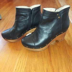 Studded wooden sole clog booties by Cordani